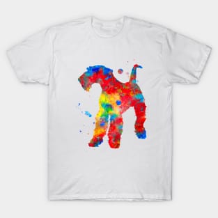 Airedale Terrier Dog Watercolor Painting - Red T-Shirt